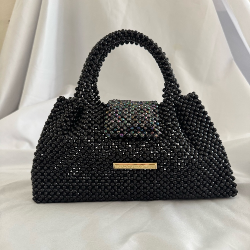 Elegant Black Beaded Handbag